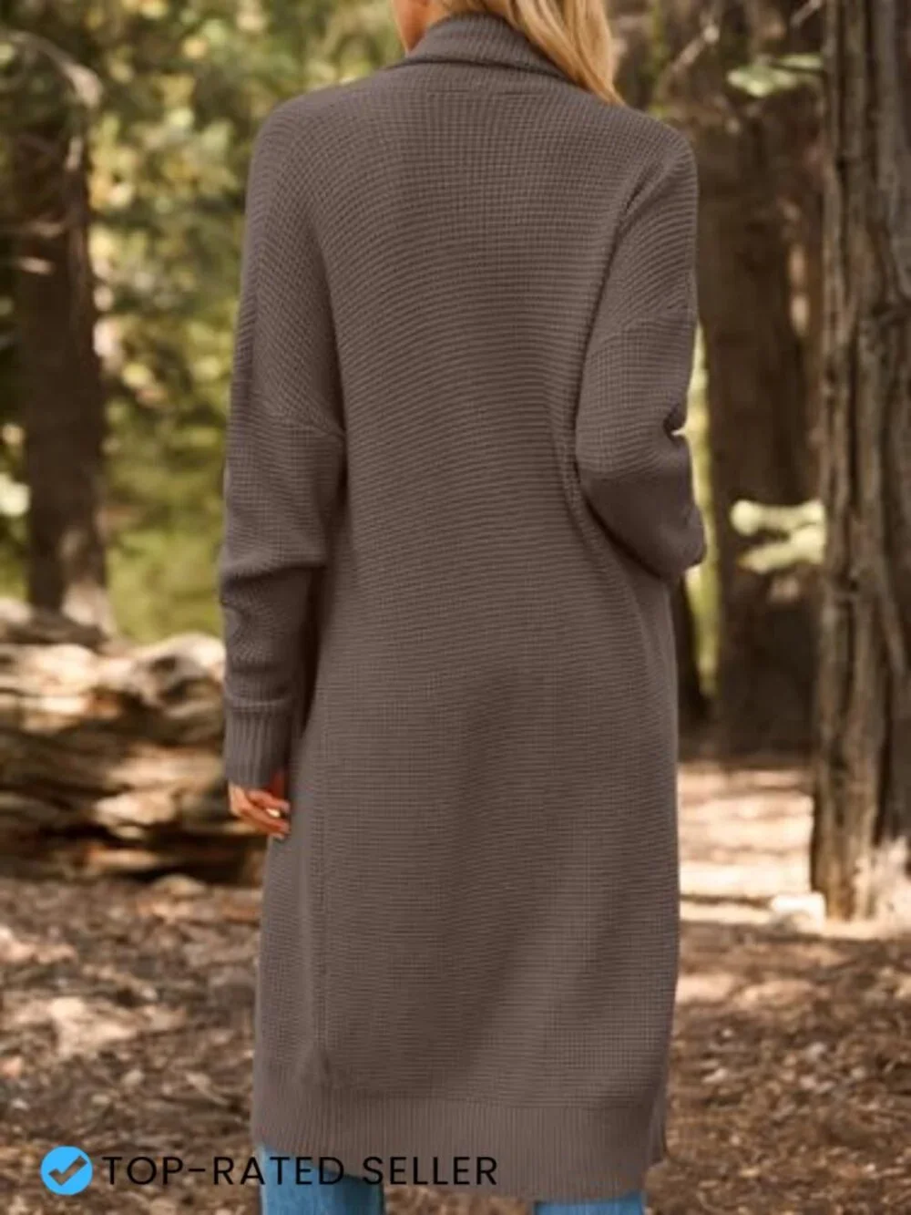 Oversized Long Cardigan Sweater Open Front Chunky Knit Winter Coat Elegant - Picture 4 of 7